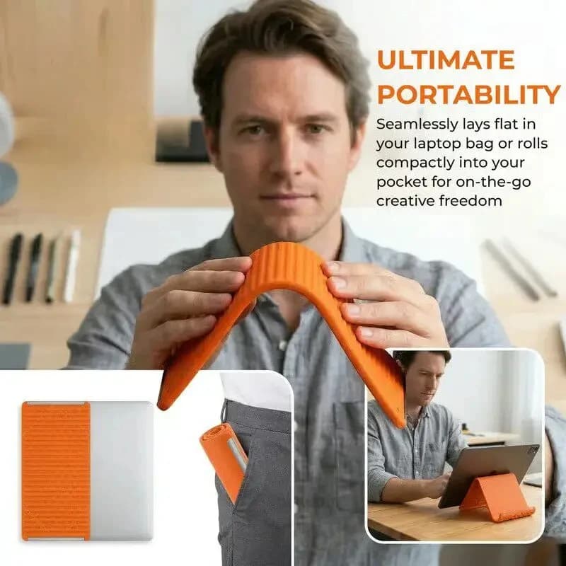 Supporto Pieghevole in Silicone per Telefoni, Tablet e Laptop, Stand Espositivo Fai-da-Te Creativo e Flessibile, Accessorio da Viaggio Portatile e Trasformabile, Idea Regalo