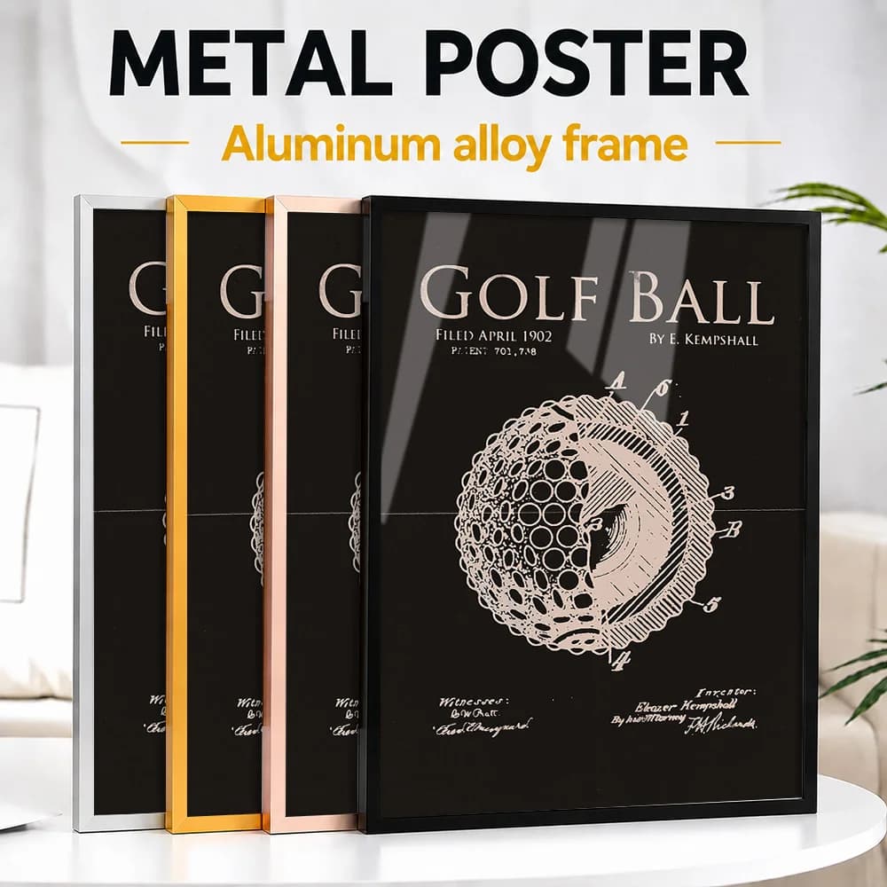 Golf Ball Patent Drawing Framed Metal Print Customized Victory Tribute Wall Art A Thoughtful Gift For Course Enthusiasts In Gym