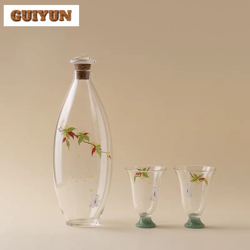Osmanthus Bottiglia per ammollo a freddo in vetro resistente al calore ad alto contenuto di borosilicato Bottiglia di vino creativa Utensile per vino a condensatore nordico