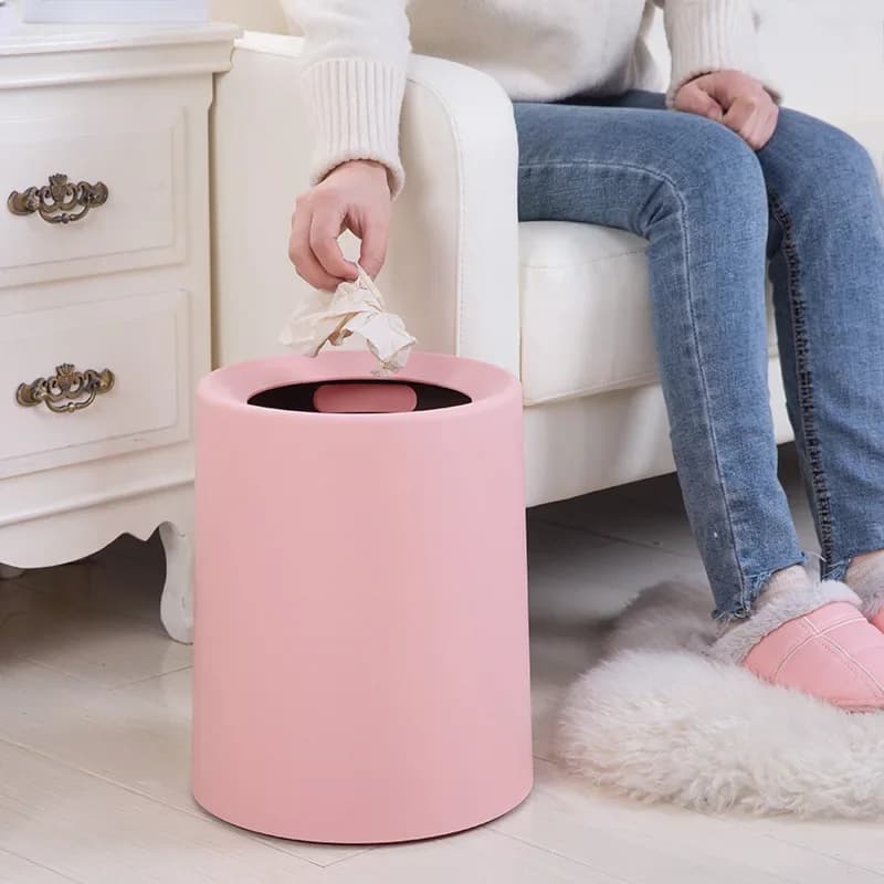 9L/12L Plastic Matte Trash Can, Garbage Dust Bin, Storage Bucket, Paper Basket, Waste Bin Without Lid for Home Office