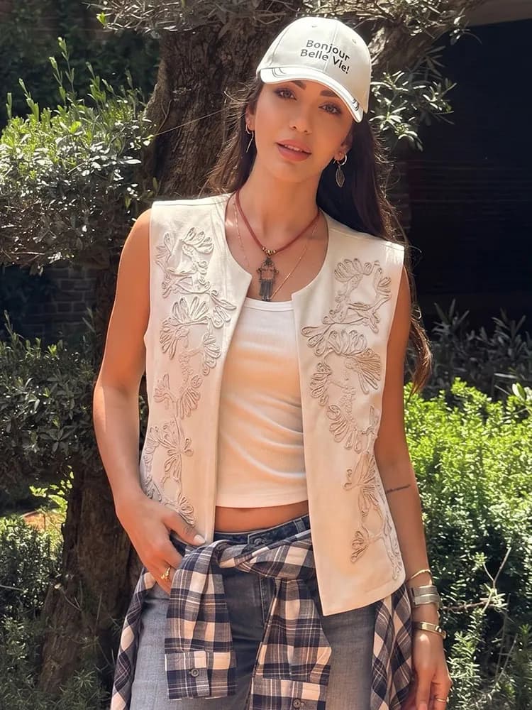 HH Elegante Gilet da Donna con Scollo a O Senza Maniche, Top Ampio per Ufficio, Abbigliamento Casual Chic, Moda High Street
