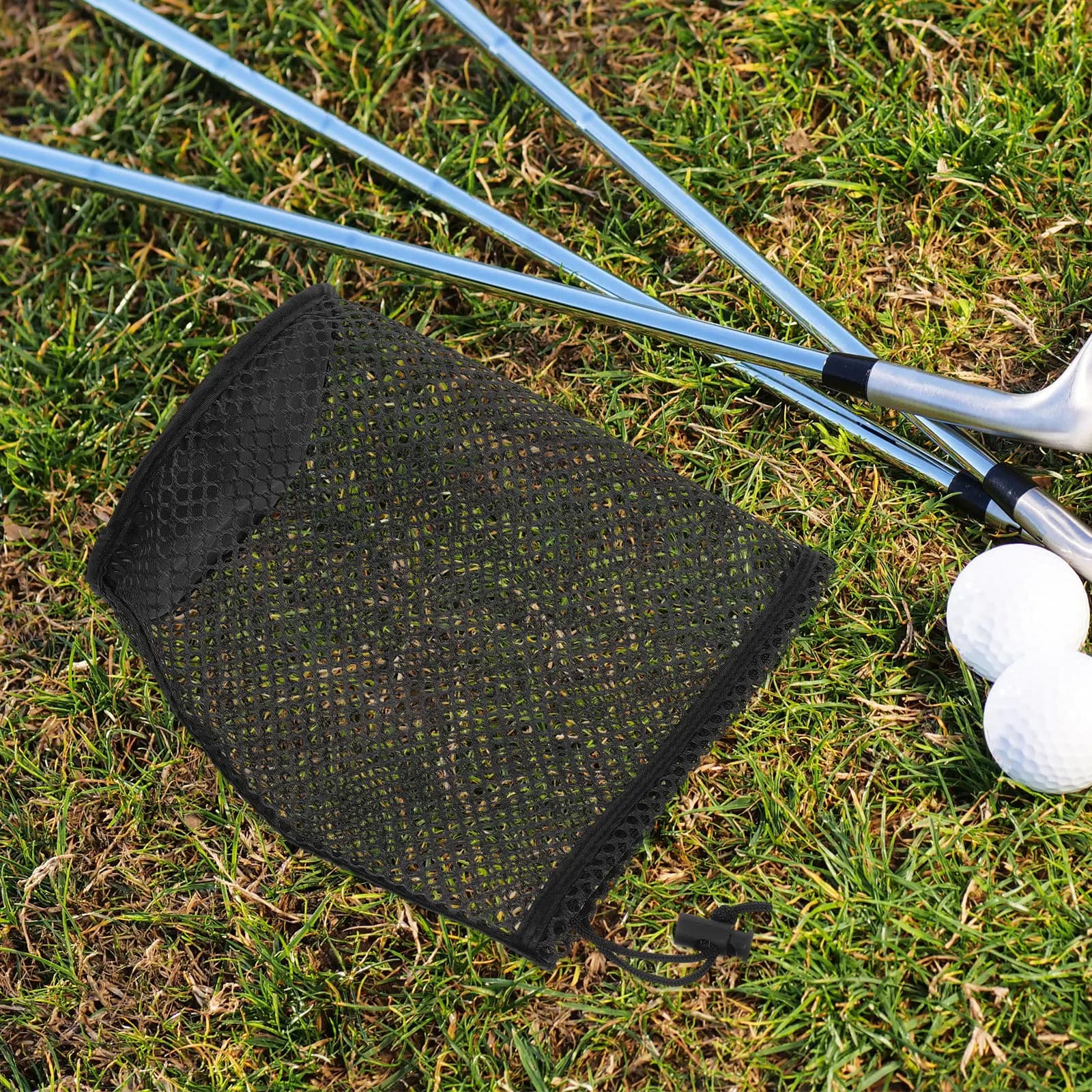Borsa a rete in nylon con coulisse per palline da golf, tennis e baseball - Organizer per la raccolta delle palline