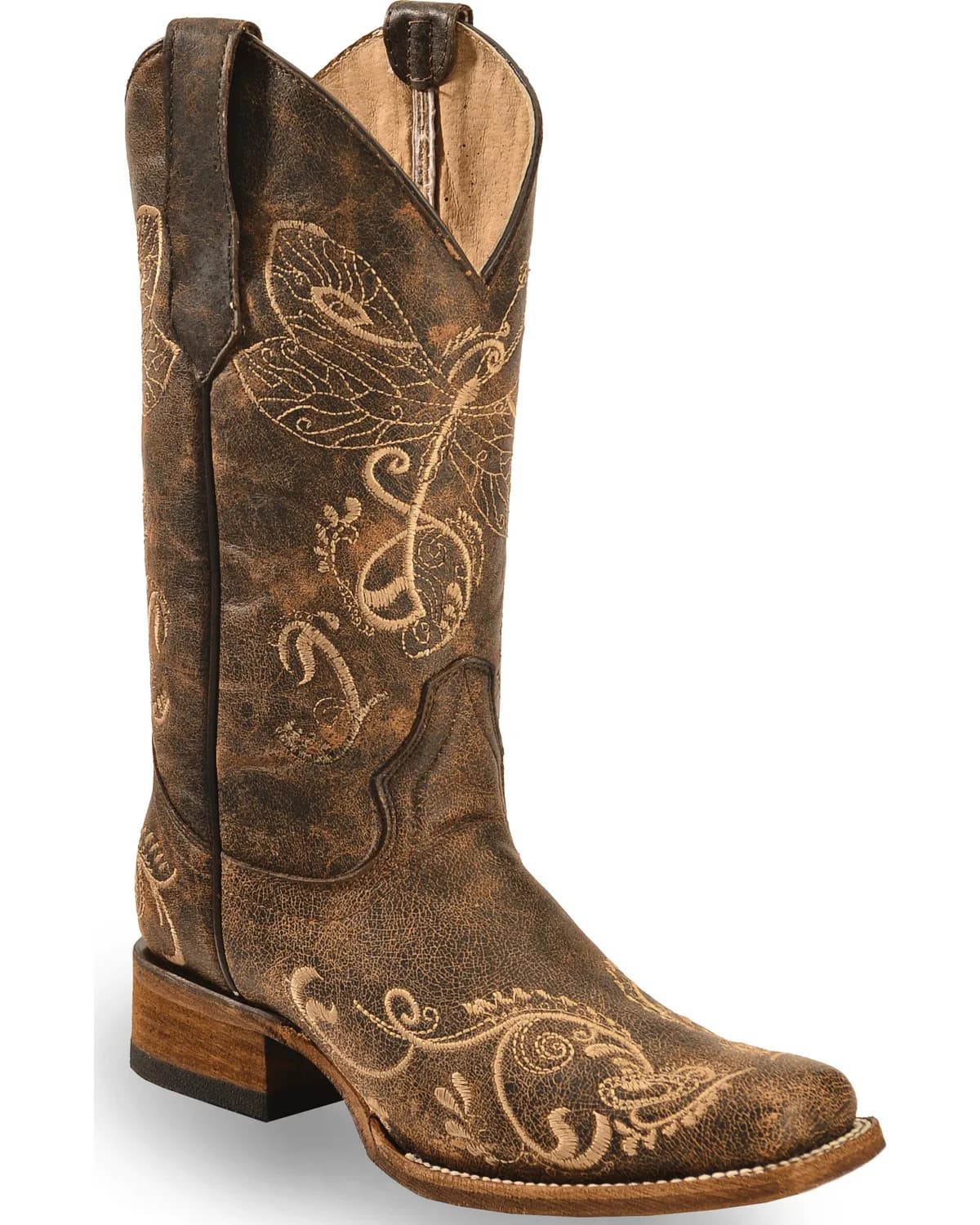 Punta tonda Tacco spesso Stivali in pelle etnica Cerniera laterale ricamata Botines moda Slip-On Tacco medio Botas Femininas da donna