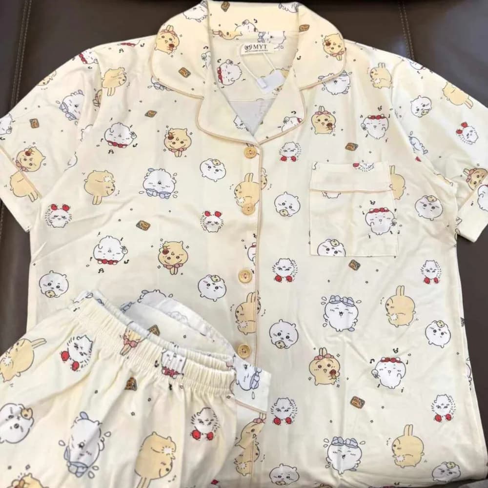 Pigiama Estivo 2026 da Donna ChiiKawa Rabbit in Cotone, Completo Due Pezzi Morbido e Traspirante con Maniche Corte e Pantaloncini, Abbigliamento da Casa, Regalo