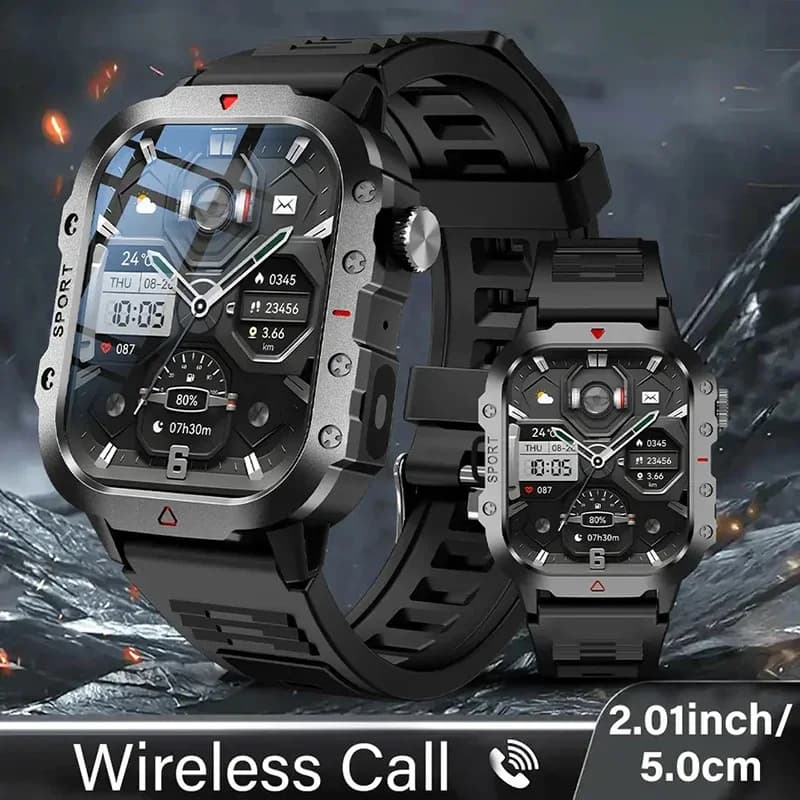 Outdoor 2.01 '' Smartwatch Men's Flashlight Fitness Watch Wireless Call Sport Smart Wristwatches for Women IOS Android 2026