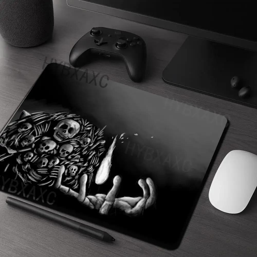 HYBXAXC Tappetino per Mouse Grande con Teschio Nero, Tappetino da Scrivania per Gaming Antiscivolo in Gomma per Giocatori PC