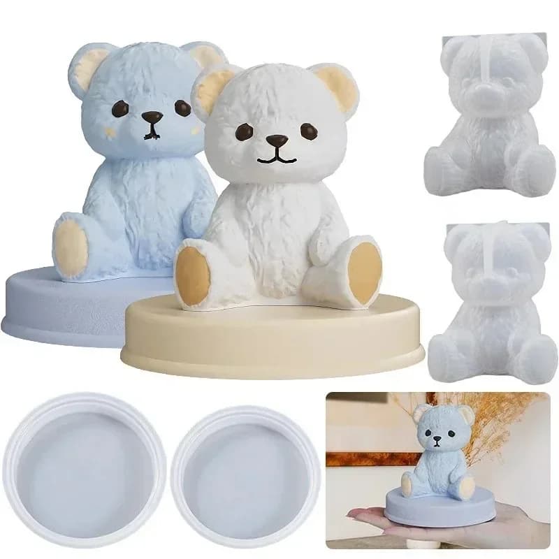 2 pz. Nuovo modello 2026 Ultimo Stampo in Silicone 3D a Forma di Orsetto Sorridente per Candele, Sapone, Resina, Gesso, Cubetti di Ghiaccio, Fai da Te, Artigianato, Decorazioni per la Casa