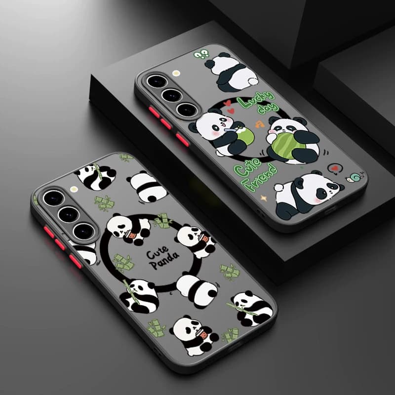 Magnetic Cover for Phone with Print Panda Cartoon for Samsung Galaxy S26 S25 Edge S24 S23 S22 Ultra Plus S25 S24 S23 FE, Rear Cover in Acrylic