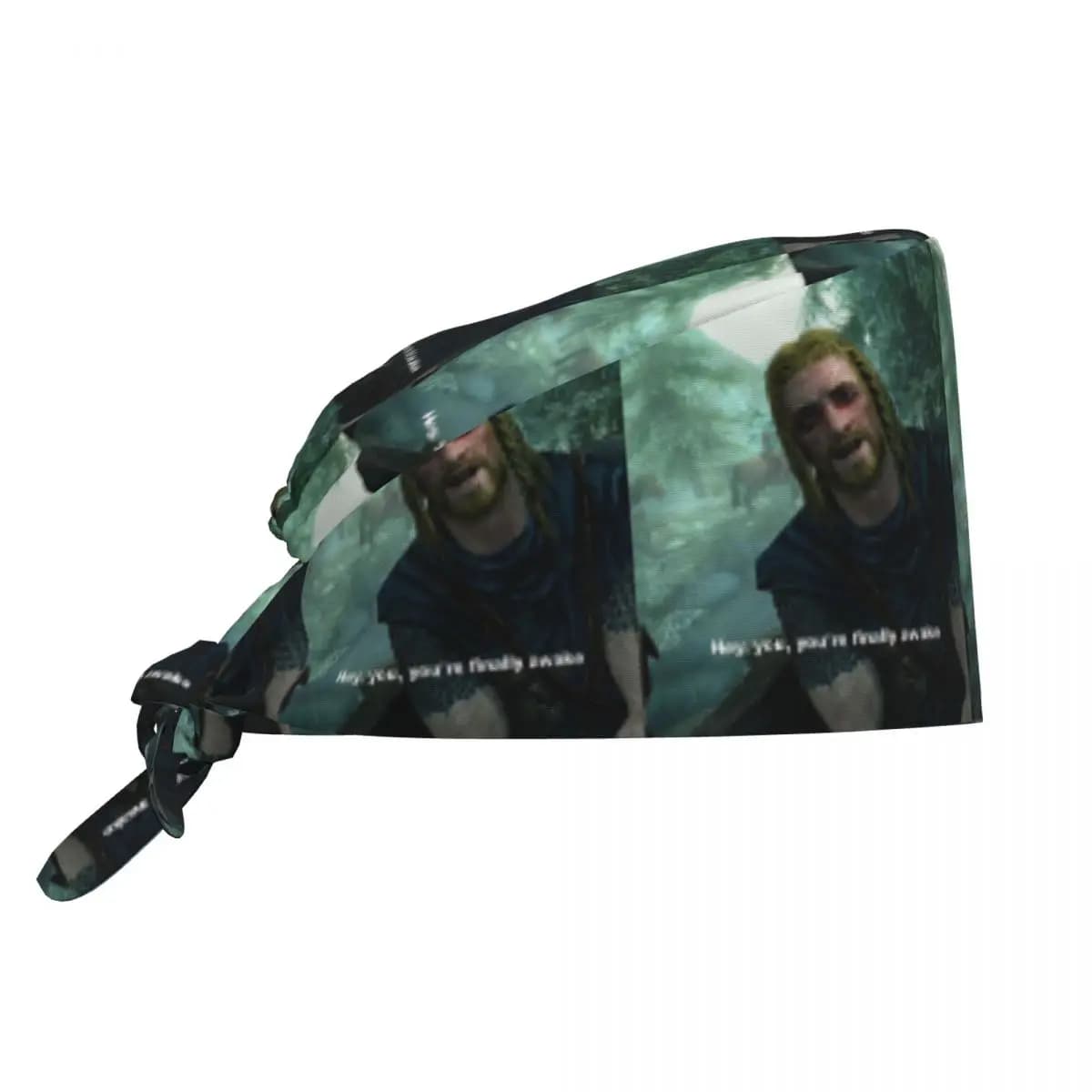 Cappello Chirurgico Skyrim Meme 'Hey You You're Finally Awake' - Berretto da Lavoro per Medici, Unisex, Regolabile, per Infermieri e Dentisti