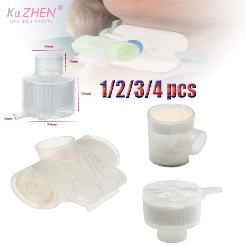 1/2/3/4 Pcs Medical Disposable Artificial Nose With Oxygen Input Port Humidification Tracheostomy Vent Heat Moisture Exchangers
