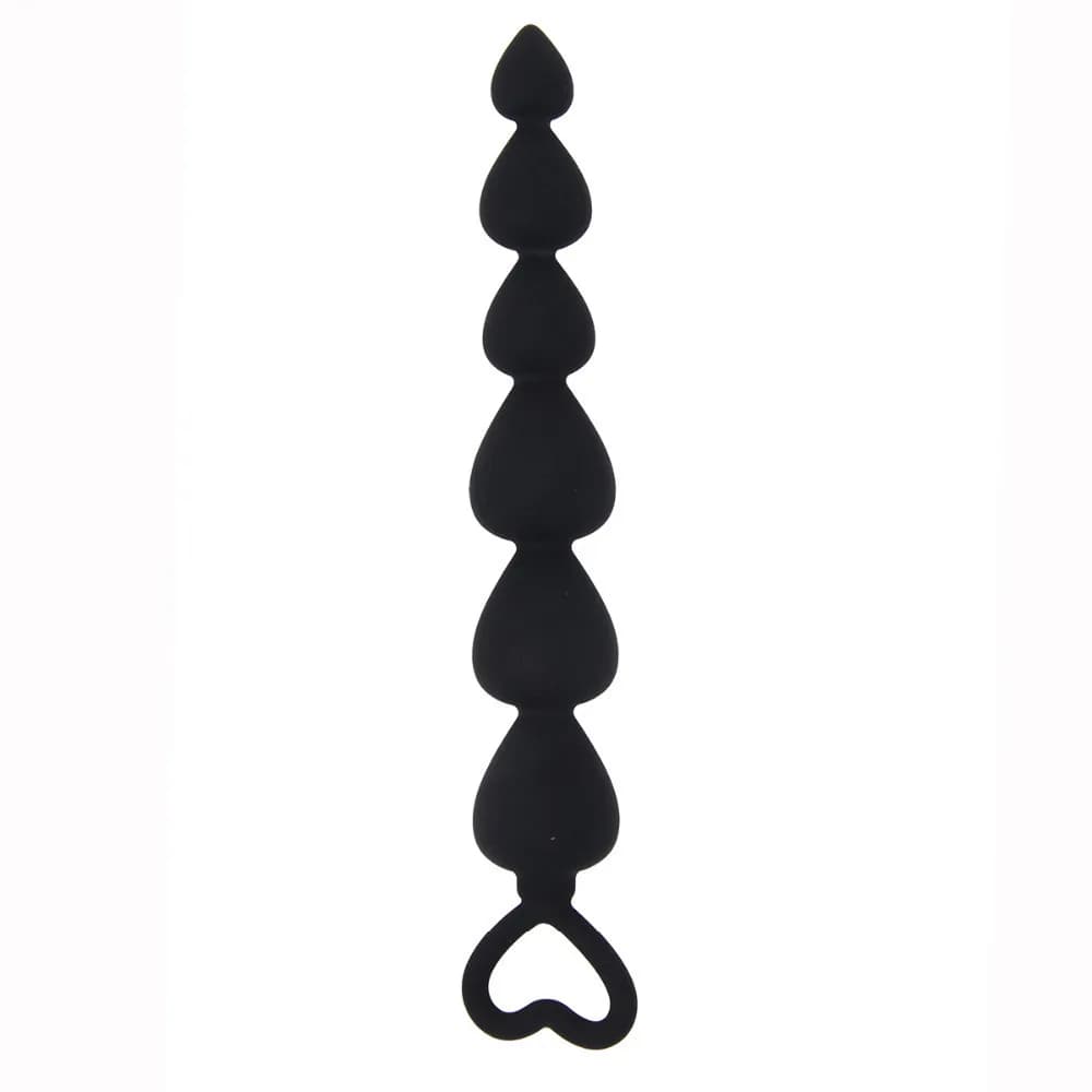 Silicone Heart Anal Beads 6 Beads Anal Plug Pull Ring Prostate Massager Sex Toys for Men Women Couples Adult Erotic Smooth Toys