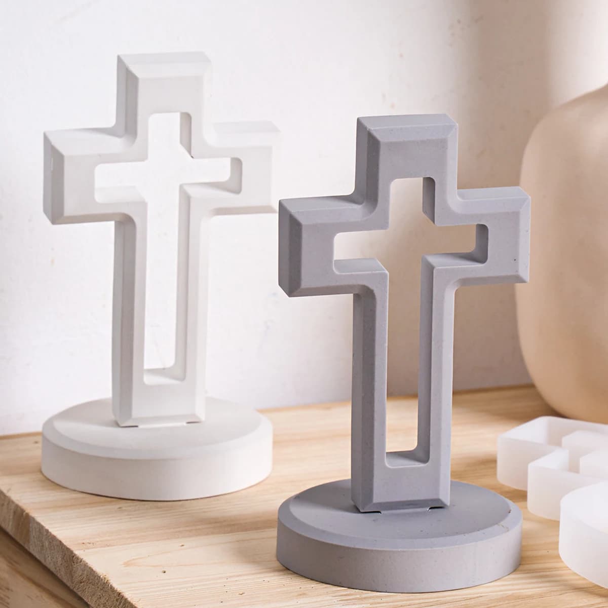 Stampo in Silicone 3D per Ornamenti a Croce, Portacandele Decorativo Fai-da-Te, per Gesso, Cemento e Resina, Regalo Artigianale