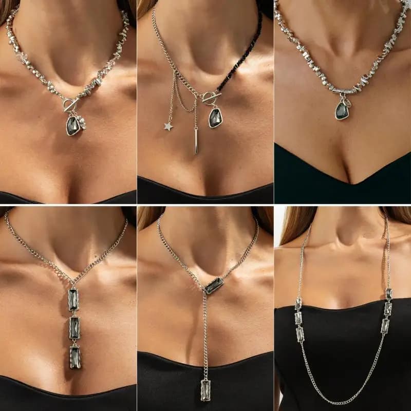 Minimalista irregolare strass pendente collana braccialetto orecchini set di gioielli per le donne elegante girocollo braccialetto regali per feste