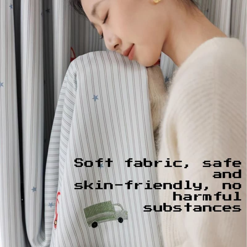 Japanese Style Curtains Embroidered Cotton and Linen Cute Curtains Cartoon Pattern Blackout White Tulle Custom Size Luxury Door
