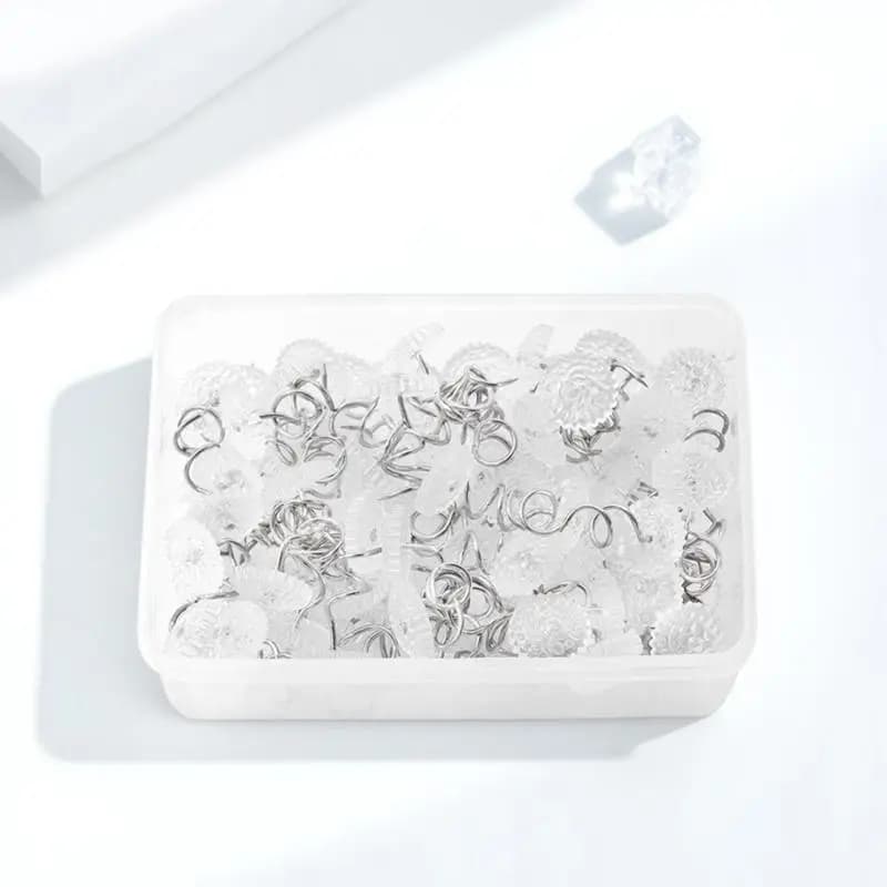 100 Pezzi Chiodi a Spirale Trasparenti in ABS Premium, Perni in Acciaio Inossidabile per Fissaggio di Copriletto, Cuscini, Lenzuola e Tappezzeria