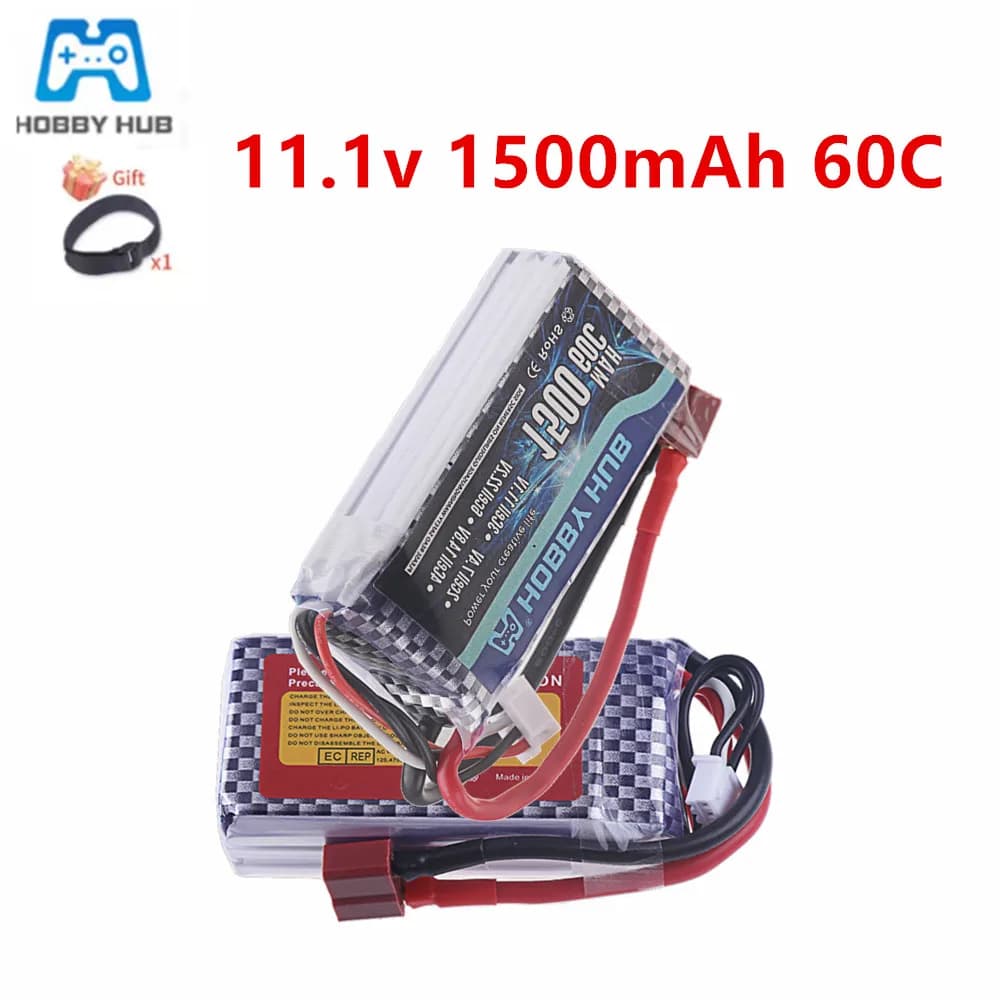 Hobby HUB 11.1V 1500mah 60C Li-po Battery For Off-road Racing Cars Vehicle, Aircraft Quadcopter