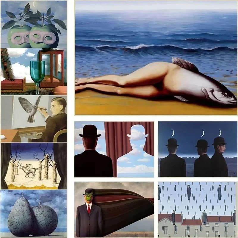 Surrealism Art Canvas Print Abstract Rene Magritte Wall Poster for Gallery Bedroom Home Decor