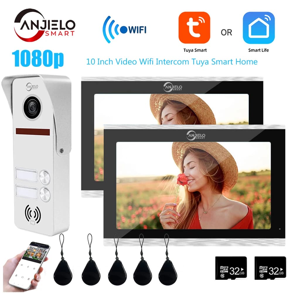 Tuya 7/10 pollici Video Wifi citofono Tuya Smart Home video 2 campanello sistema 1080P 160 ° campanello cablato telecamera Monitor Full Touch