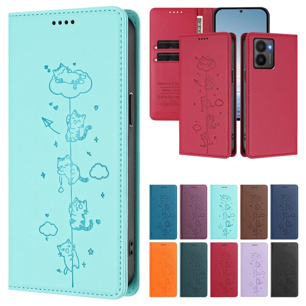 Custodia a Portafoglio in Pelle con Gatto Carino per Nokia HMD Pulse Plus G10 G11 G20 G21 G22 G42 G310 C1 con Slot per Carte e Protezione RFID