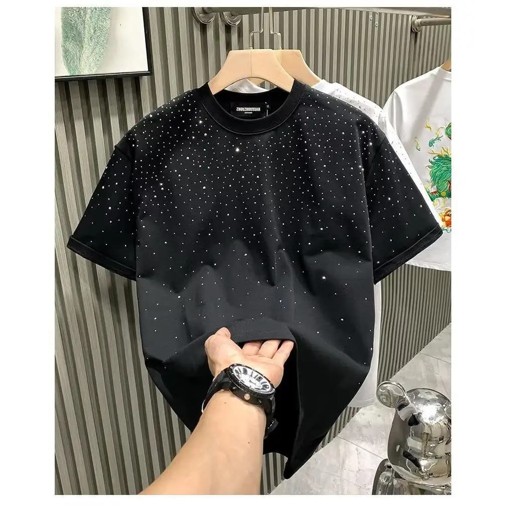 T-shirt da uomo slim fit a maniche corte, girocollo, in cotone, alla moda, casual, giovanile, popolare, estivo, maglia base.