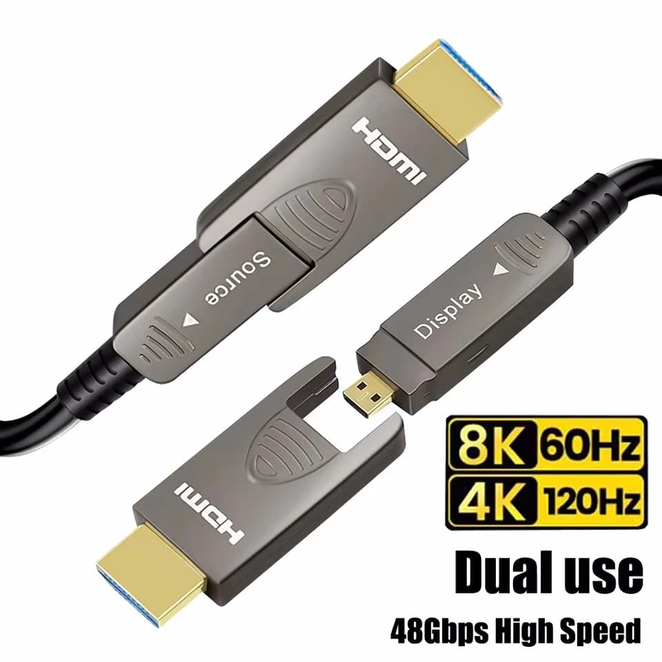 Cavo in fibra ottica HDMI 2.1 8K Staccabile HDMI Tipo A + Tipo D Fibra attiva 8K@60Hz 4K@120Hz 48Gbps per RX 7900/7800 RTX 4090/4070