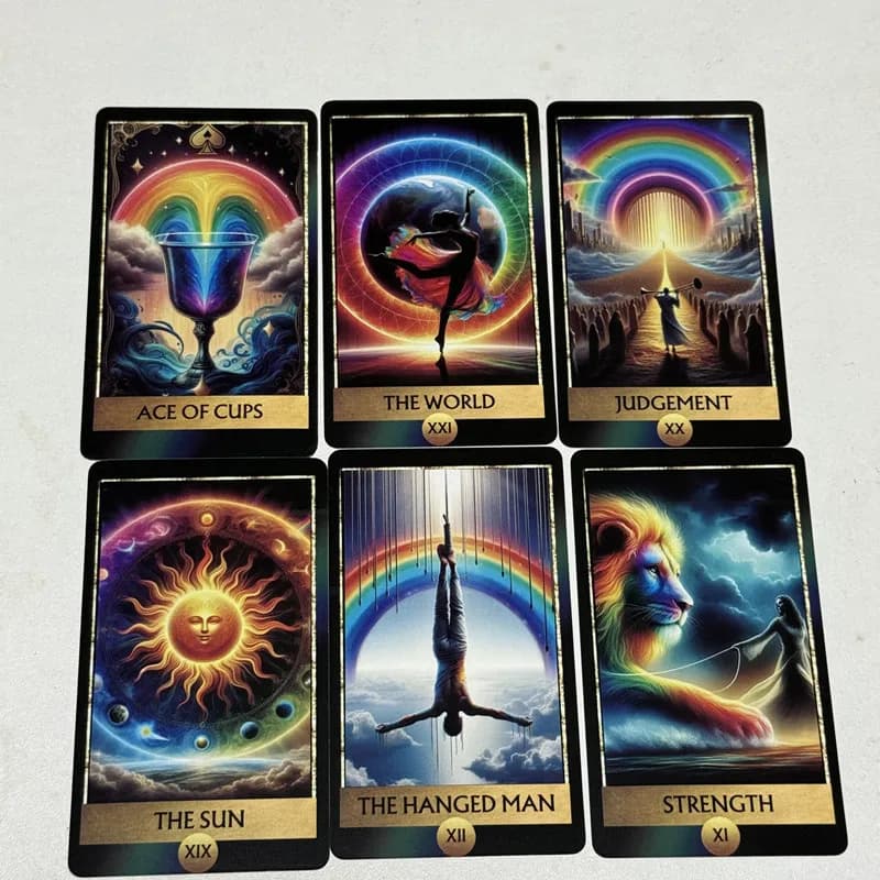 Le carte dei tarocchi arcobaleno Un 78 mazzi di oracoli colorati Visioni inglesi Edizione divinazione Giochi Borad