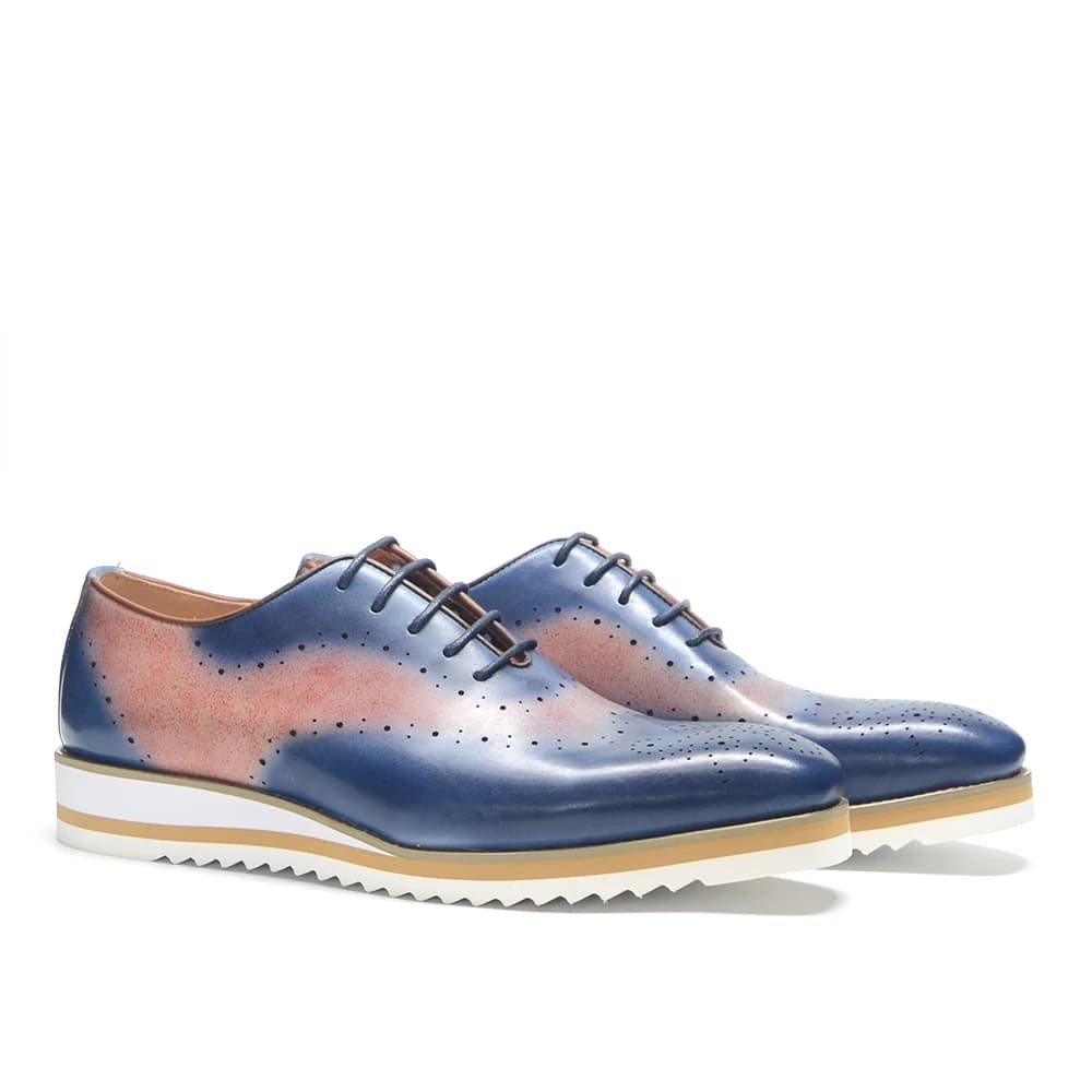 Scarpe Oxford di Lusso Bicolore con Punta Classica per Uomo, in Vera Pelle, Stile Brogue, Sneaker Eleganti per Feste e Occasioni Sociali