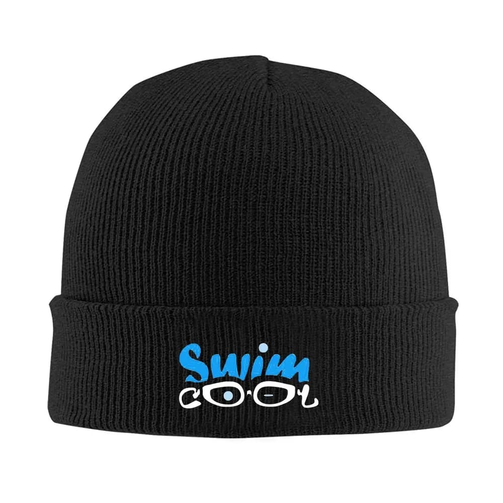 Swim Graphic Knitted Beanie Hat, Soft Acrylic Winter Skull Cap, Unisex Casual Outdoor Warm Hat