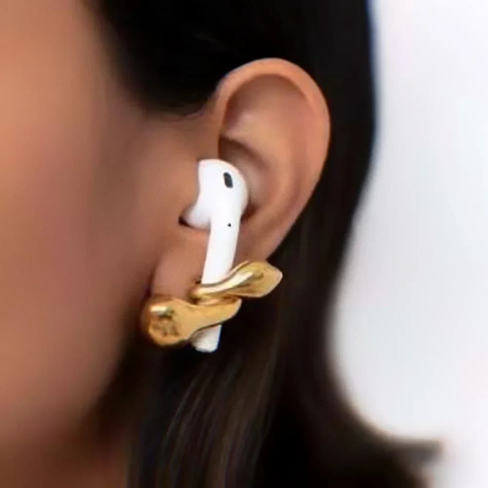 Anti-smarriage earring Support for wireless earphone with gold strap for Airpods Pro 1 2 ear hook Silicone connector Sports button earrings