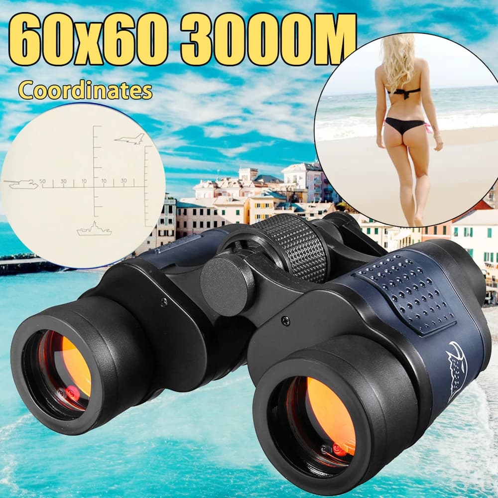 Binocolo 10X50 con coordinate, prisma BAK4, telescopio portatile, visione notturna in condizioni di scarsa illuminazione, per caccia, sport, viaggi, turismo