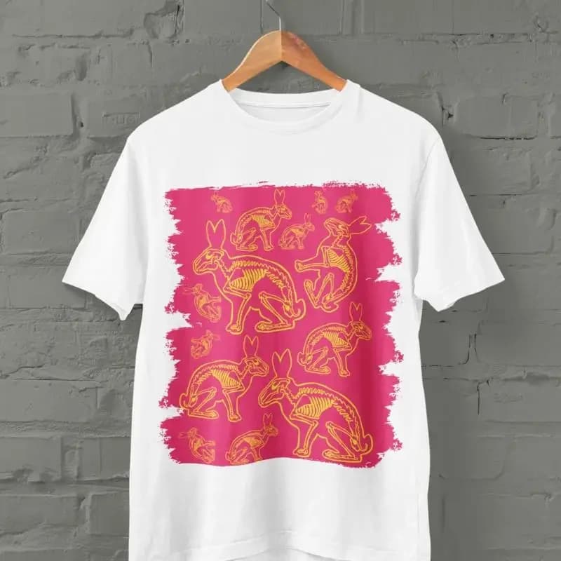 Horror Rabbit Skeleton T Shirt Alternative Y2K Pastel Goth Spooky Clothing Fairy Grunge Skull Creepy Gothic Rib Cage Top