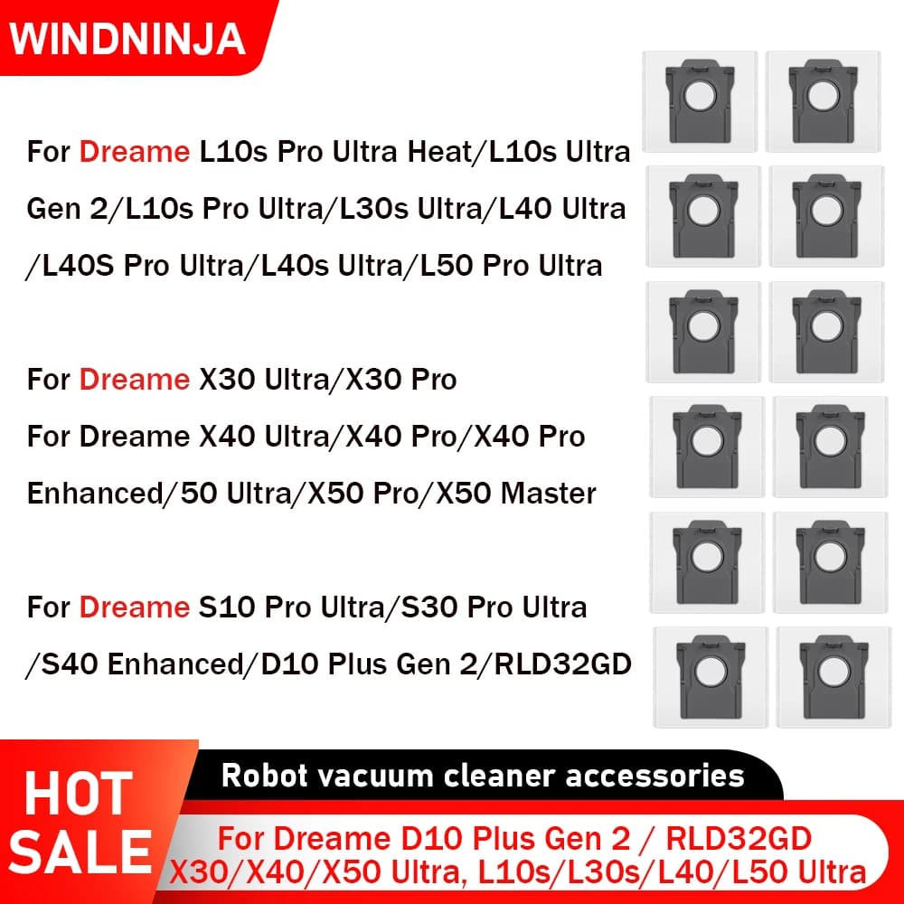 Sacchetti per la polvere per Dreame D10 Plus Gen 2/RLD32GD, X30/X40/X50 Ultra, S10/S30 Pro Ultra, L10s/L30s/L40/L50 Ultra Sacchetti usa e getta per aspirapolvere