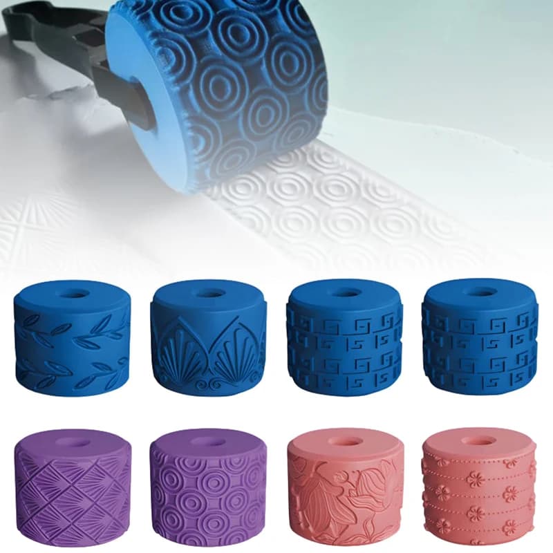 Rullo per timbri in argilla Modelli di fiori geometrici Strumento di rotolamento in rilievo Ruota per texture in argilla ceramica Stampi per argilla Decorazioni artistiche in ceramica fai-da-te