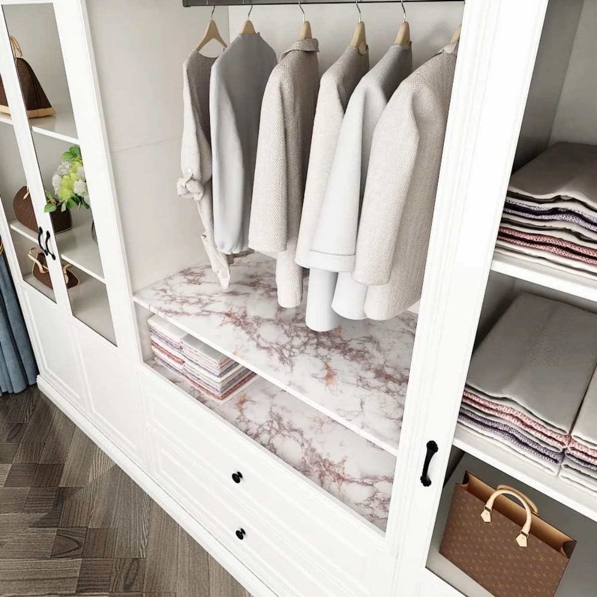 Pellicola Vinilica Adesiva Marrone Lucida Effetto Perla, Impermeabile, per Decorazione Pareti, Cucina, Mobili e Casa