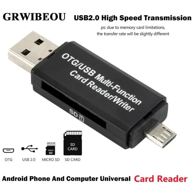 Lettore di Schede 2 in 1 GRWIBEOU OTG Micro SD USB 2.0 per Adattatore USB Micro SD, Lettore di Schede di Memoria Flash Smart