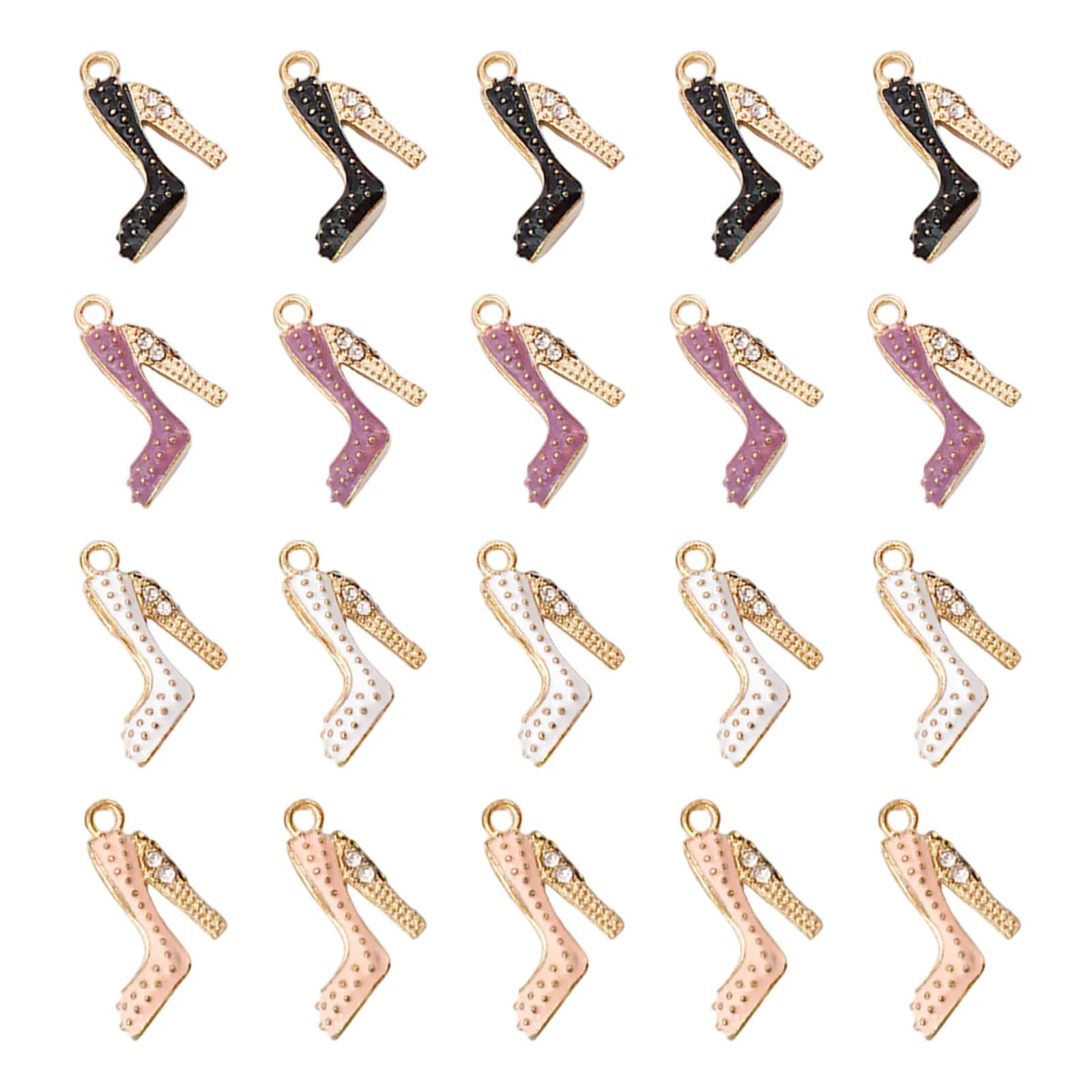 20 Pezzi Ciondoli a Forma di Scarpa con Tacco Alto in Strass, Charm in Lega per Creazione di Gioielli Fai-da-Te, Braccialetti, Portachiavi, Accessori e Decorazioni