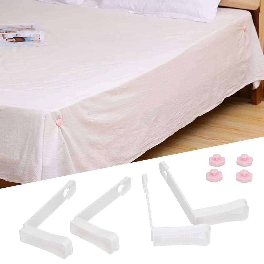 4 pezzi di fissaggio invisibili per lenzuola, facili da installare, senza ago, tipo a scatto, antiscivolo, per fissare le lenzuola al letto