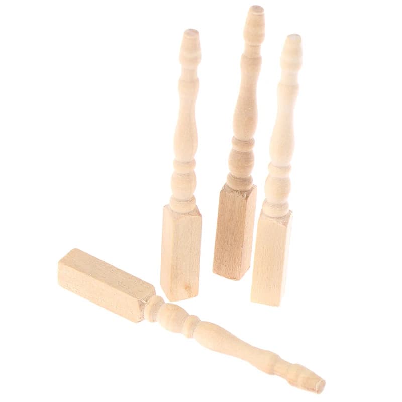 /Kb/1:12 Dollhouse Miniature DIY Wooden Table Leg Furniture Accessories 4pcs/set