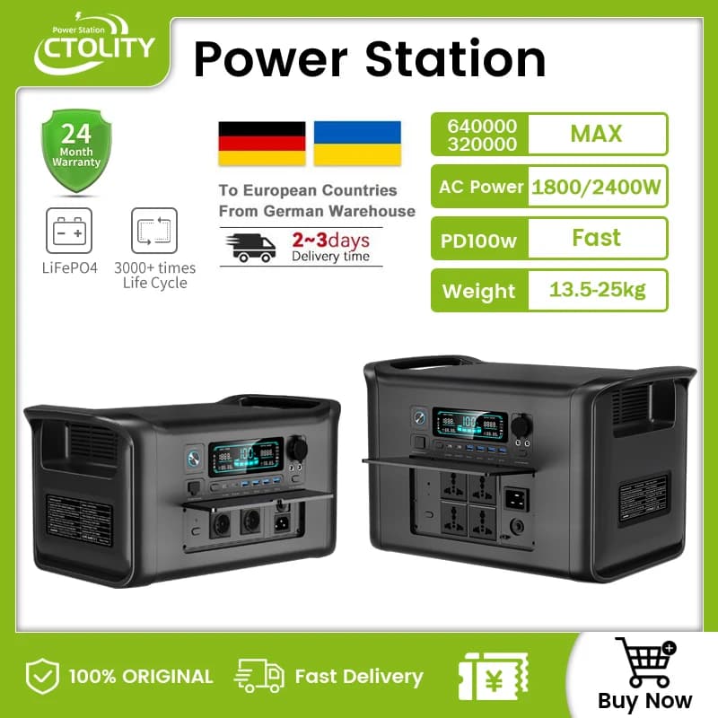 Stazioni di Energia Portatili Ucraine 1000W 2000W 2400W con Batteria Lifepo4 220V AC