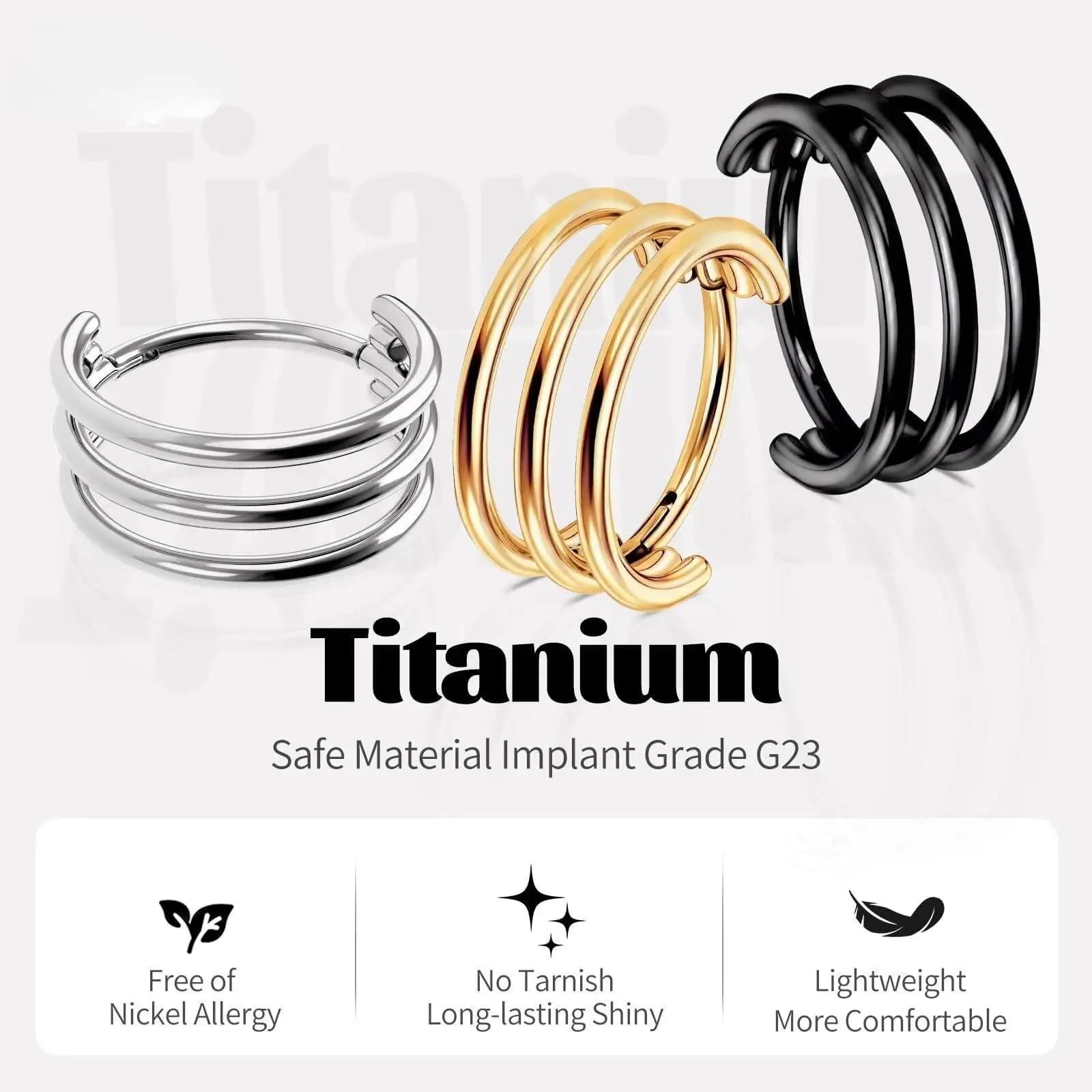 G23 Titanio Conchiglia Piercing Gioielli Hoop16G 8mm/10mm/12mm Diamante Cartilagine Orecchino Elica Doppio Setto Anelli Ipoallergenici