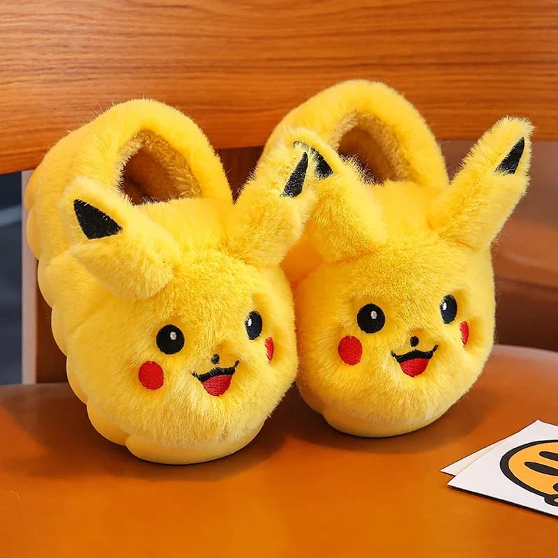 Kawaii Pikachu Figure Cotton Slippers Anime Loose Animated Cartoon Flat Autumn/Winter Slippers Christmas Gifts