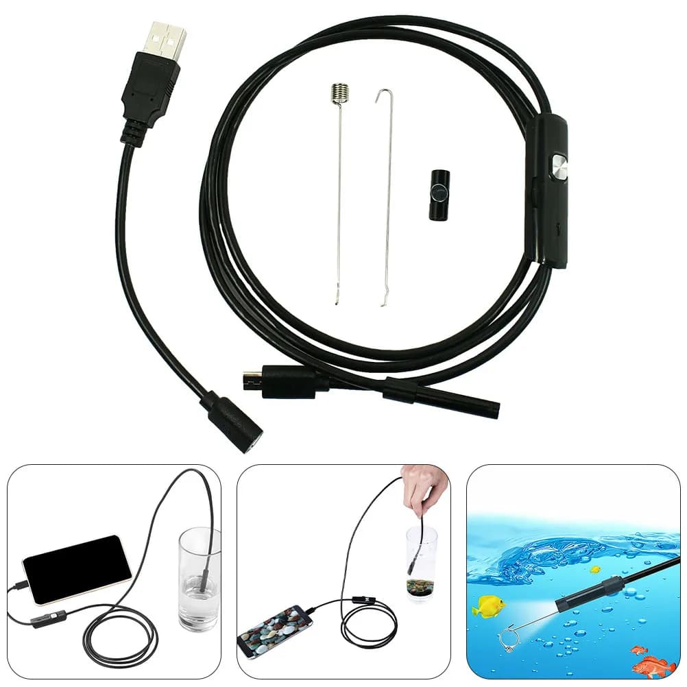 Endoscopio Industriale LED 1M IP67 Impermeabile per Ispezione e Riparazione Auto Compatibile con Telefoni Android