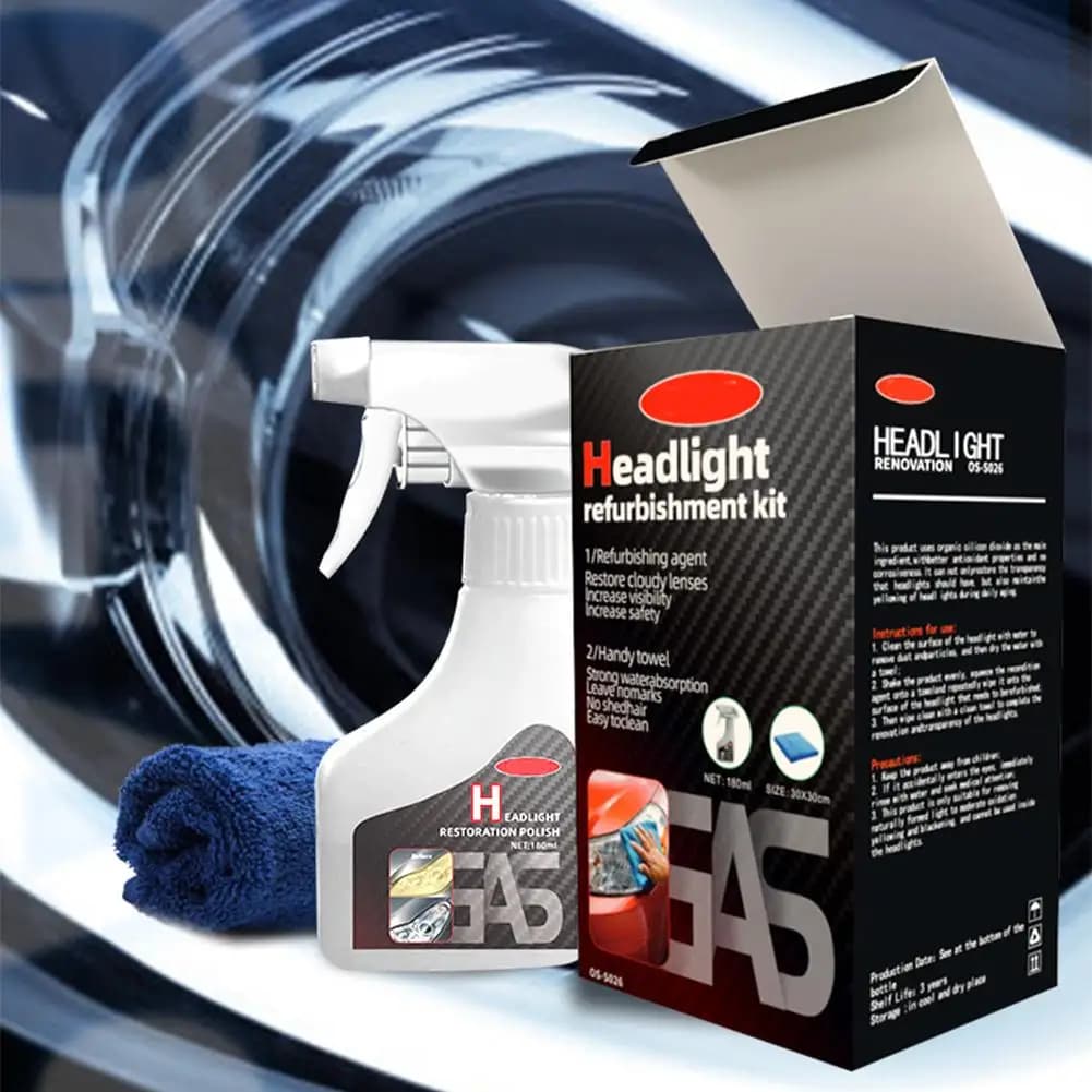 Kit di Restauro Fari Auto: Lucidante Chimico, Pasta Lucidante e Cera per Fari, Set per Levigatura e Restauro Fanali Auto