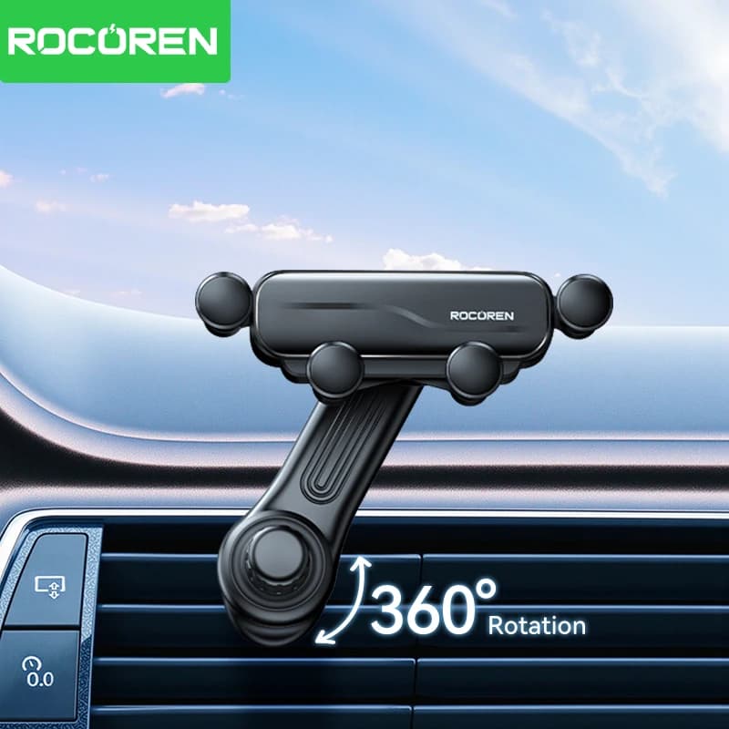 Rocoren 360° Rotation Gravity Car Phone Holder Air Vent Clip Navigation Stand Telescopic Air Outlet Phone For iPhone 15 16 17