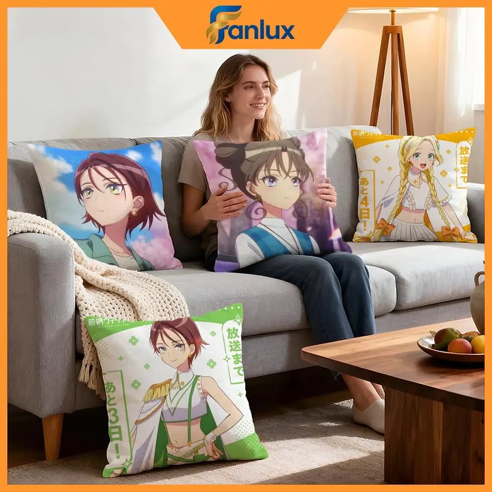 Anime Maebashi Witches Cushion Cover 4Pcs Decorative Covers Soft Cushion Case for Sofa Couch Decor 40x40 45x45 Pillowcases