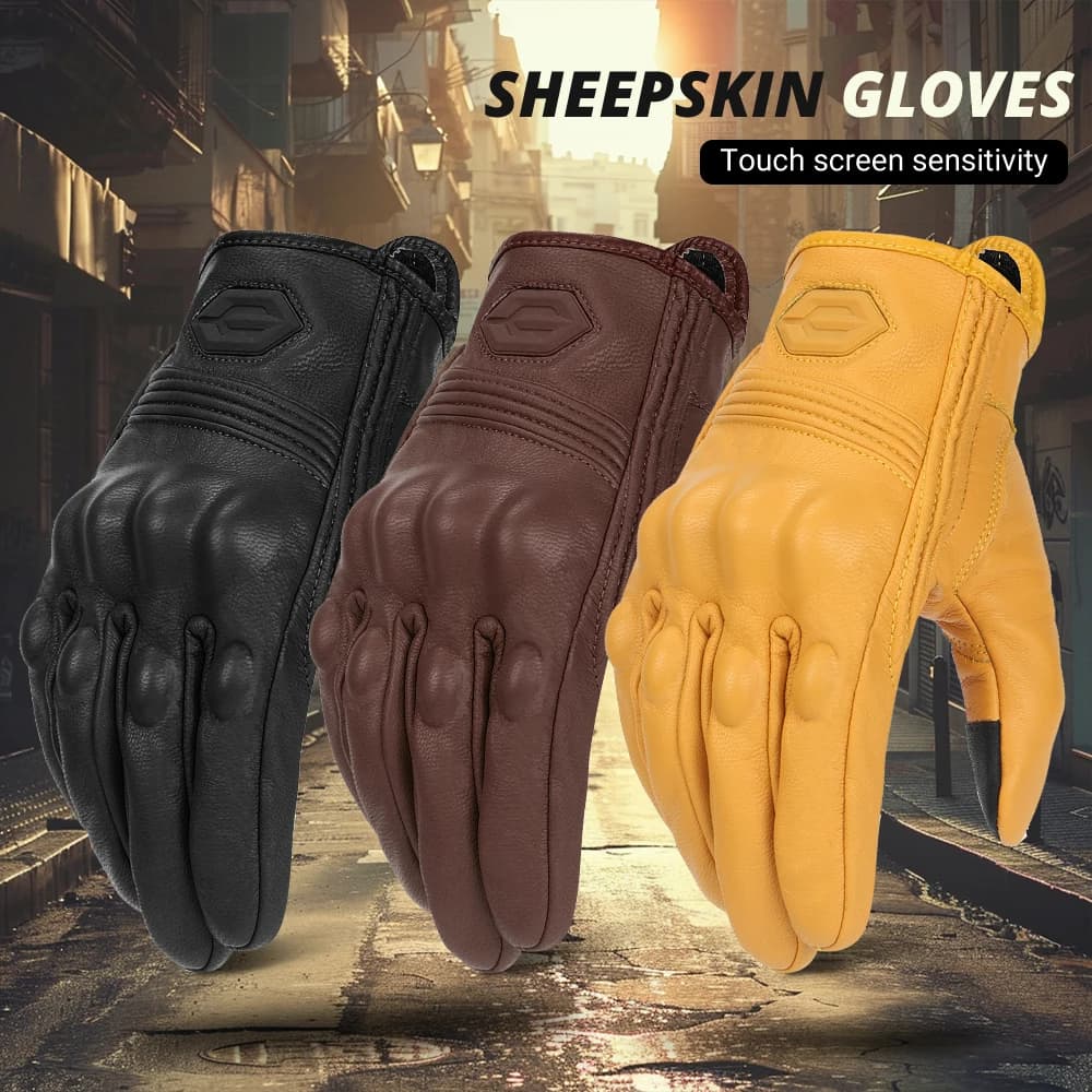 Nuovi guanti da moto in pelle con foro da uomo guanti da equitazione per moto touch screen traspirante moto motocross anticaduta nero