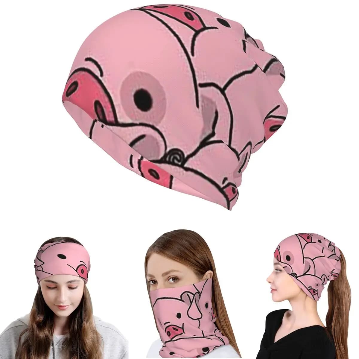 Sciarpa multifunzione traspirante unisex per adulti, con stampa di simpatici maiali, ideale come bandana, copricollo, maschera, sciarpa da ciclismo o berretto.