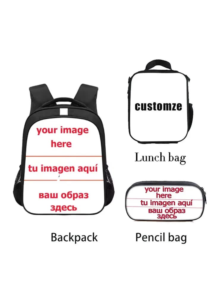 3 pz/set Zaini Personalizzati Adolescenti Ragazzi Ragazze Bookbags Bambini Zaino Lunch Bag Penicl Case