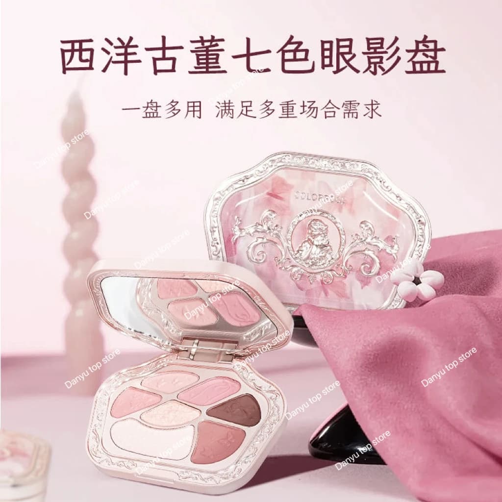 Colorrose Ombretto 7 colori Matte Fine Shimmer Tavolozza portatile multiuso Evidenzia fard Illumina il trucco