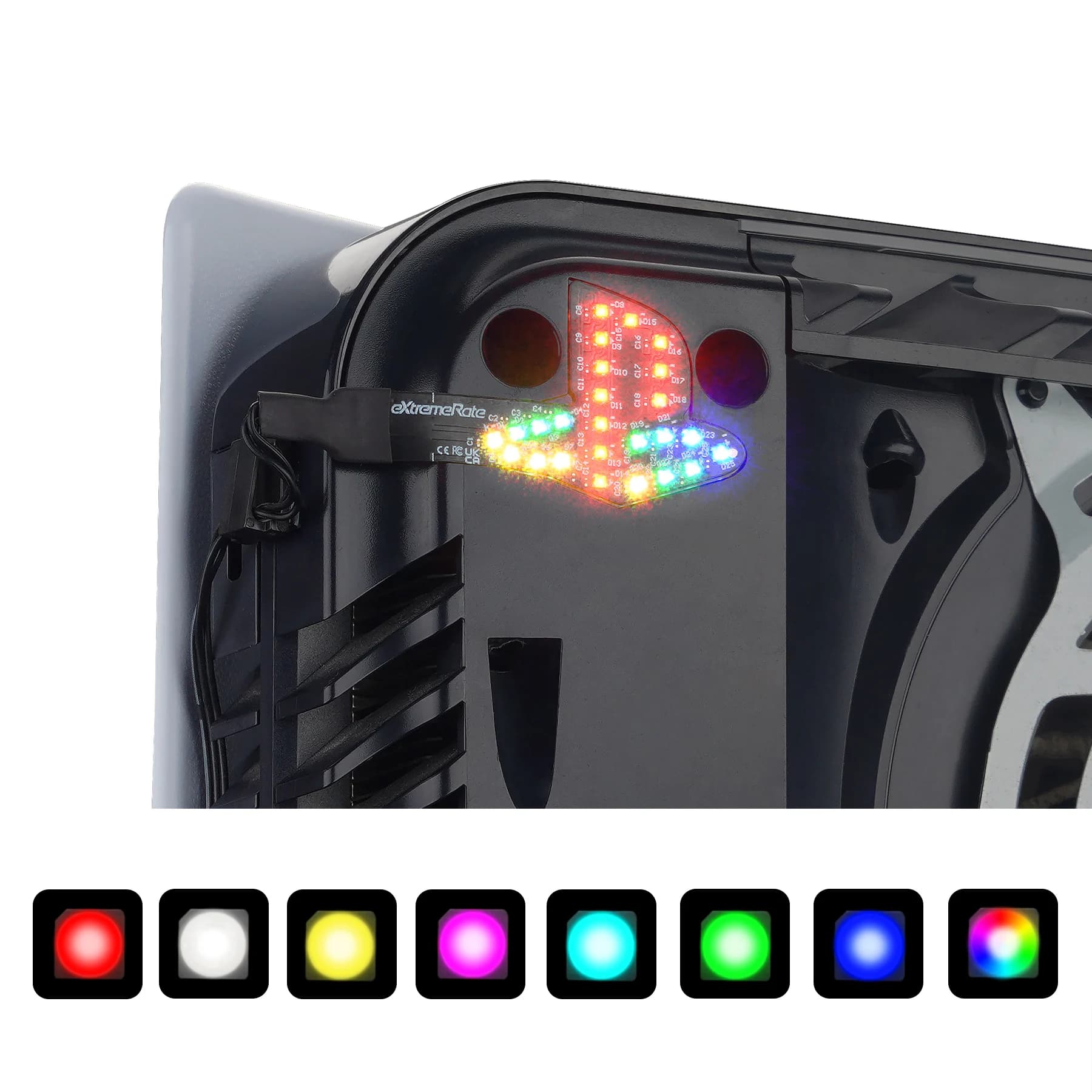 eXtremeRate RGB RAINBOW Logo LED Kit for PS5 Disc & Digital Edition Console (2020 CFI-1 Series) - 7 Colors 40 Effects
